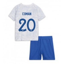 Frankrike Kingsley Coman #20 Bortedraktsett Barn VM 2022 Kortermet (+ korte bukser)